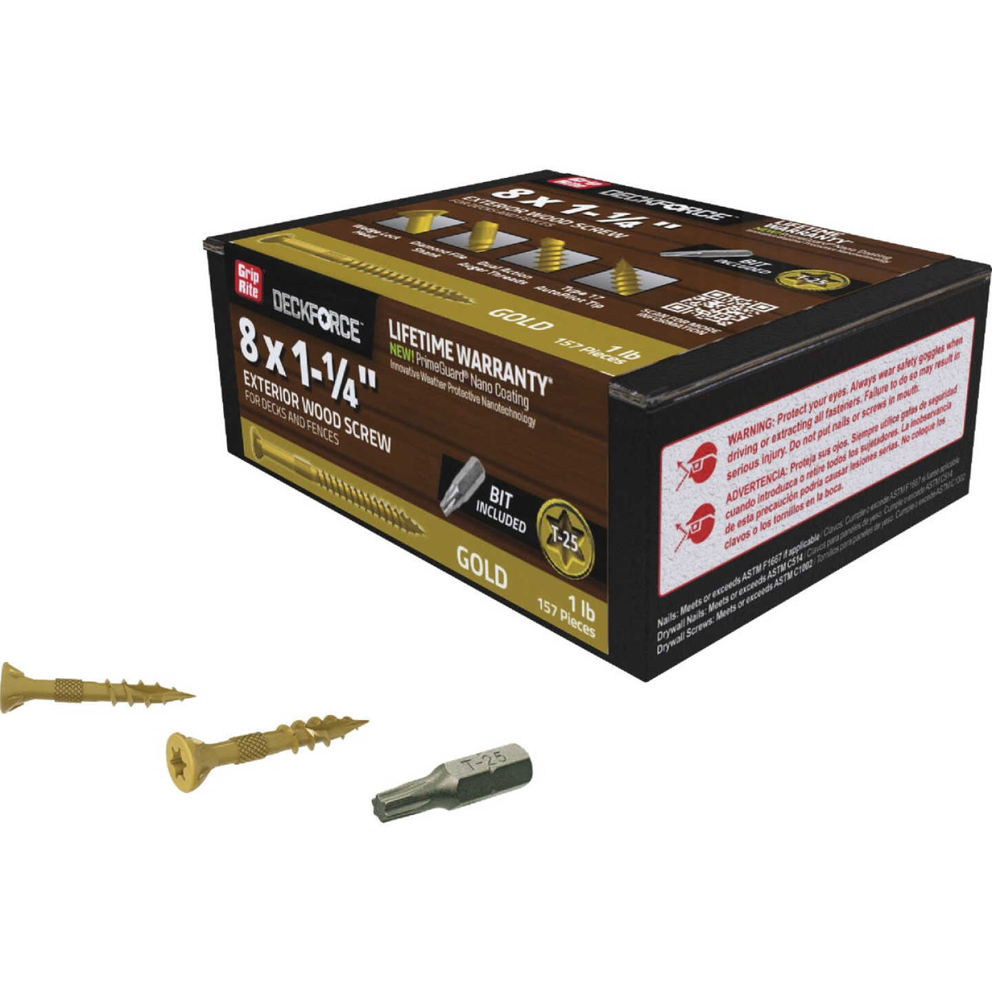 Grip-Rite DeckForce PrimeGuard Nano #8 x 1-1/4 In. Star Drive Gold Screw (1 Lb.) Image 2