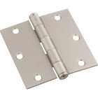 National Hardware 3-1/2 In. Square Satin Nickel Door Hinge Image 1