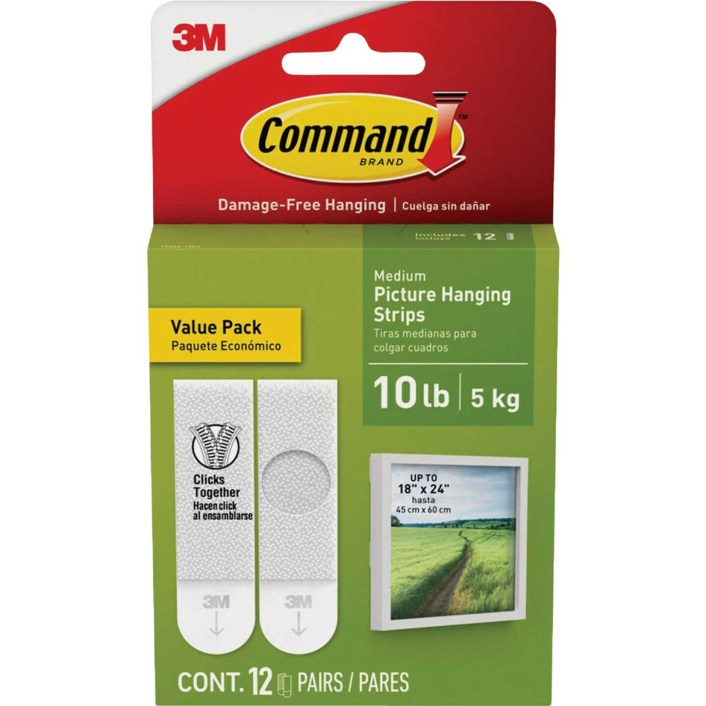 Command 10 lb White Picture Hanging Strips Value Pack, 12 Pairs Image 1