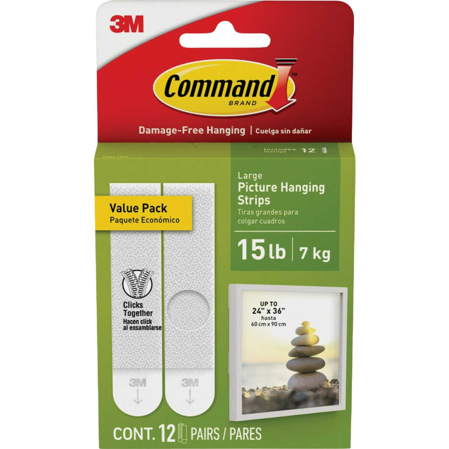 Command 15 lb White Picture Hanging Strips Value Pack, 12 Pairs Image 1