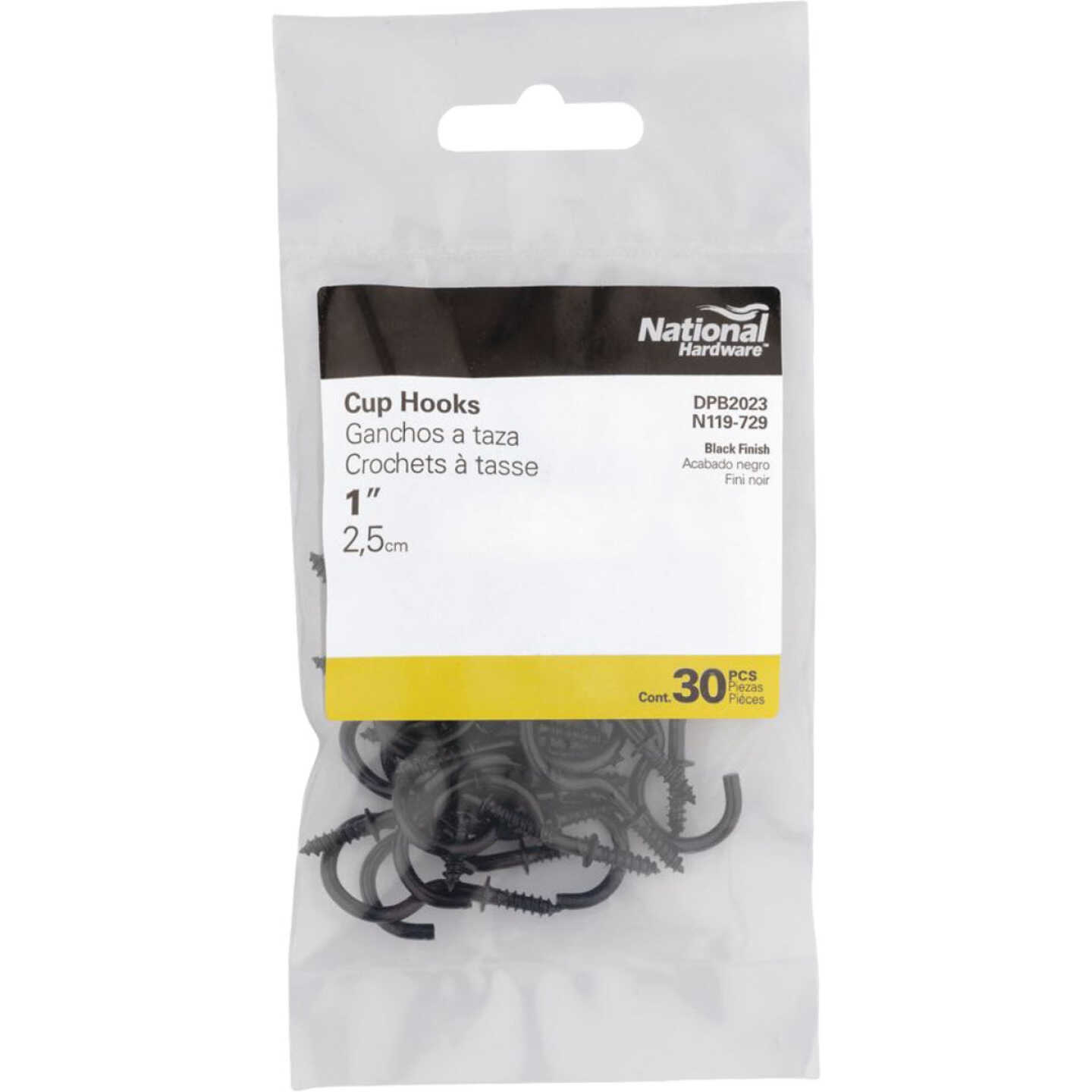 National Hardware 1 In. Black Cup Hook (30-Count) Image 2