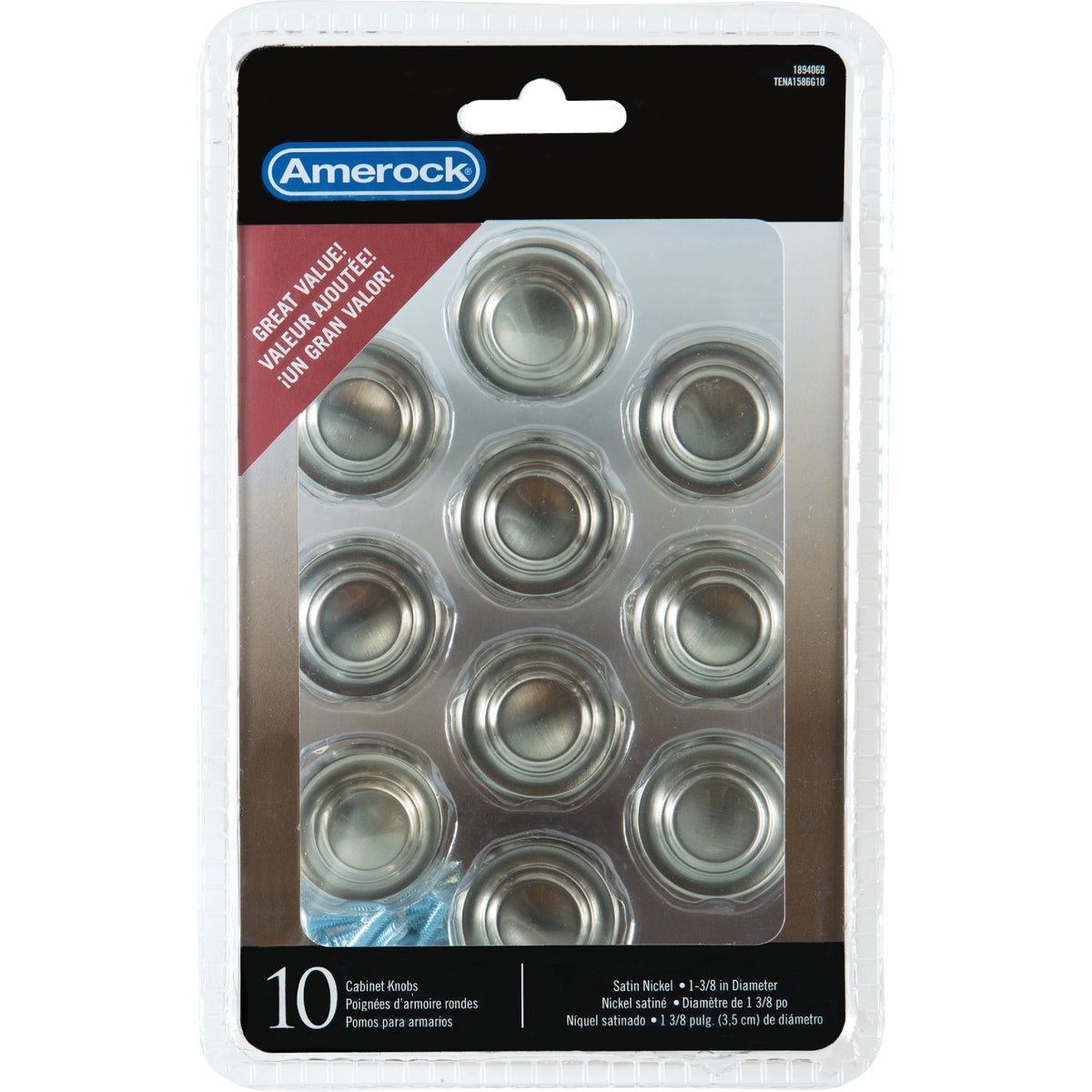Amerock Inspirations 1.3125 In. Dia. Round Satin Nickel Cabinet Knob (10-Pack) Image 2
