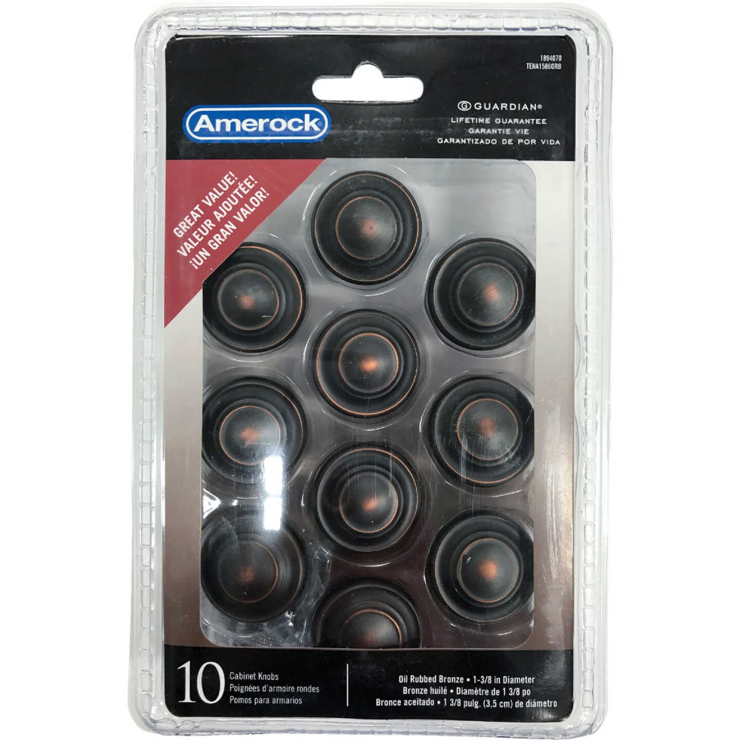Amerock Inspirations 1.3125 In. Dia. Round Oil-Rubbed Bronze Cabinet Knob (10-Pack) Image 2