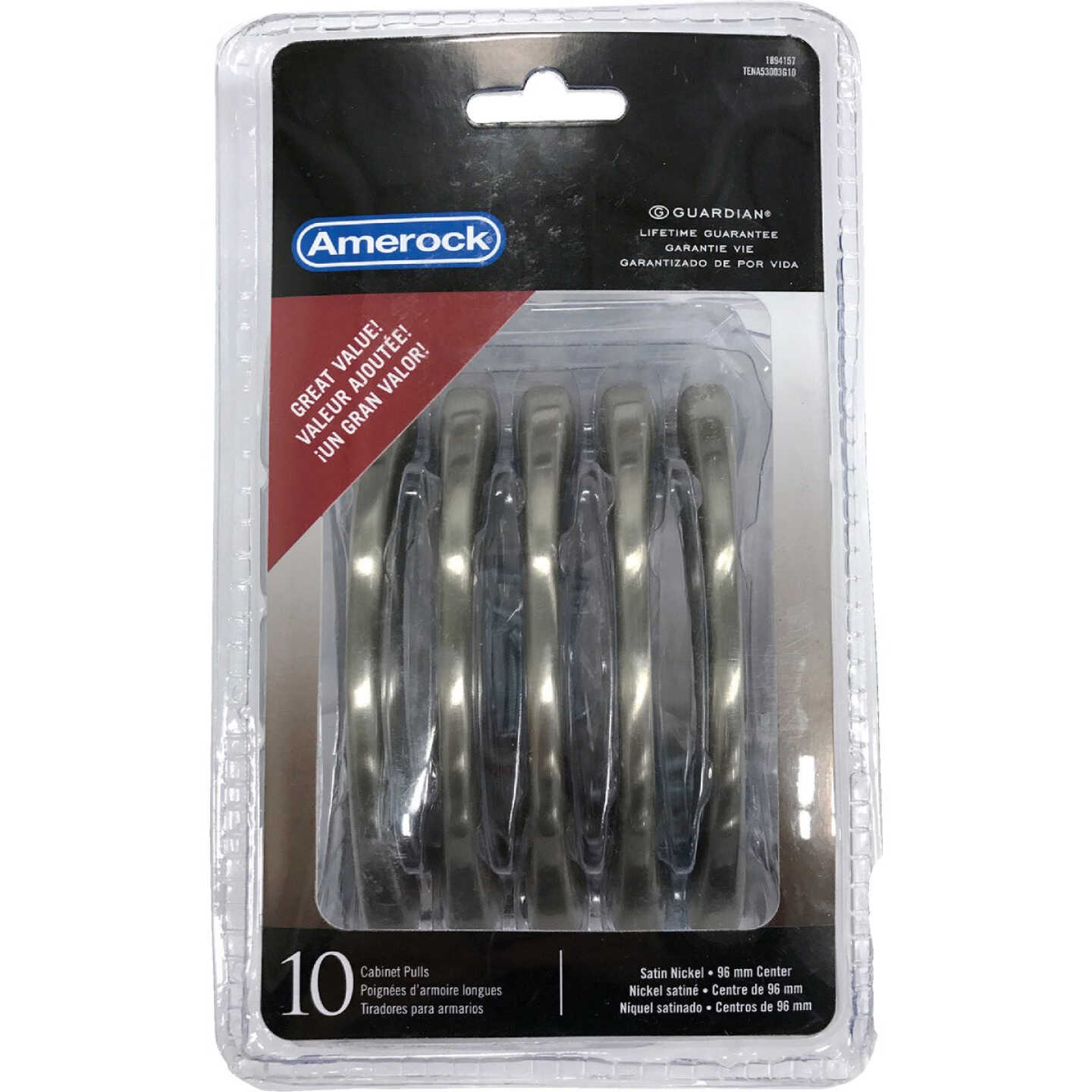 Amerock 3.75 In. Satin Nickel Cabinet Drawer Pull (10-Pack) Image 2