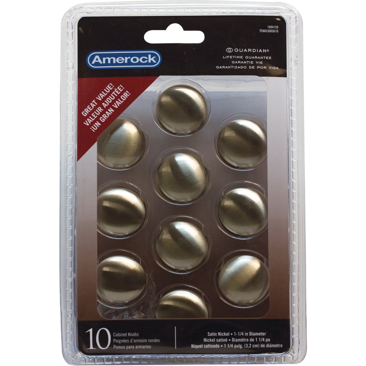 Amerock Edona 1.25 In. Dia. Round Satin Nickel Cabinet Knob (10-Pack) Image 2