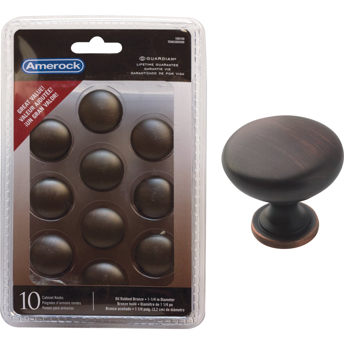 Amerock Edona 1.25 In. Dia. Round Oil Rubbed Bronze Cabinet Knob (10-Pack) Image 1