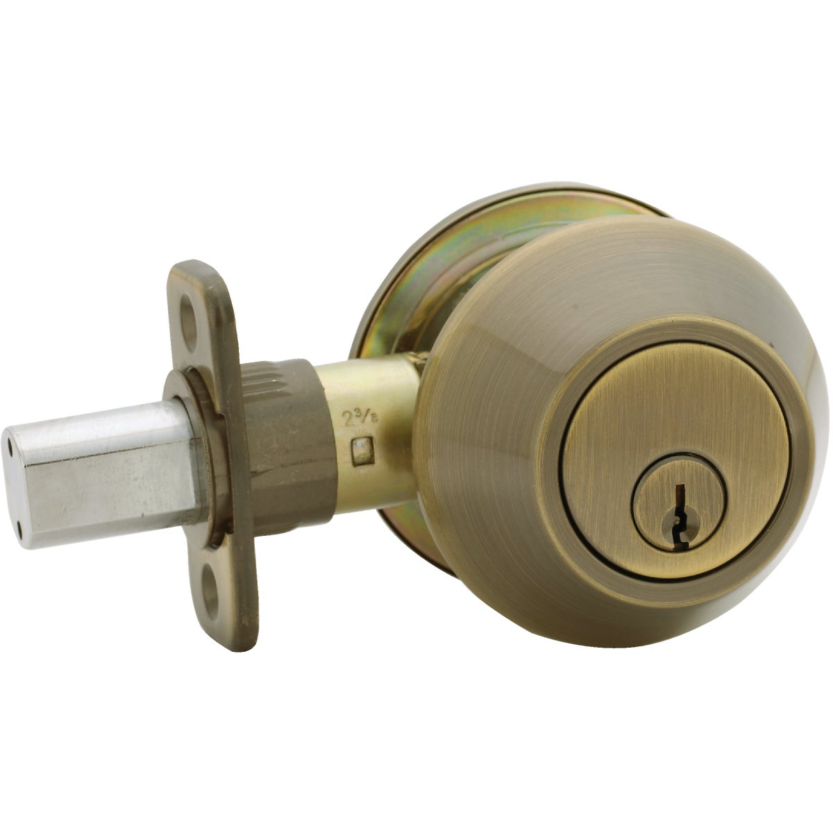 Steel Pro Antique Brass Double Cylinder Deadbolt Image 3