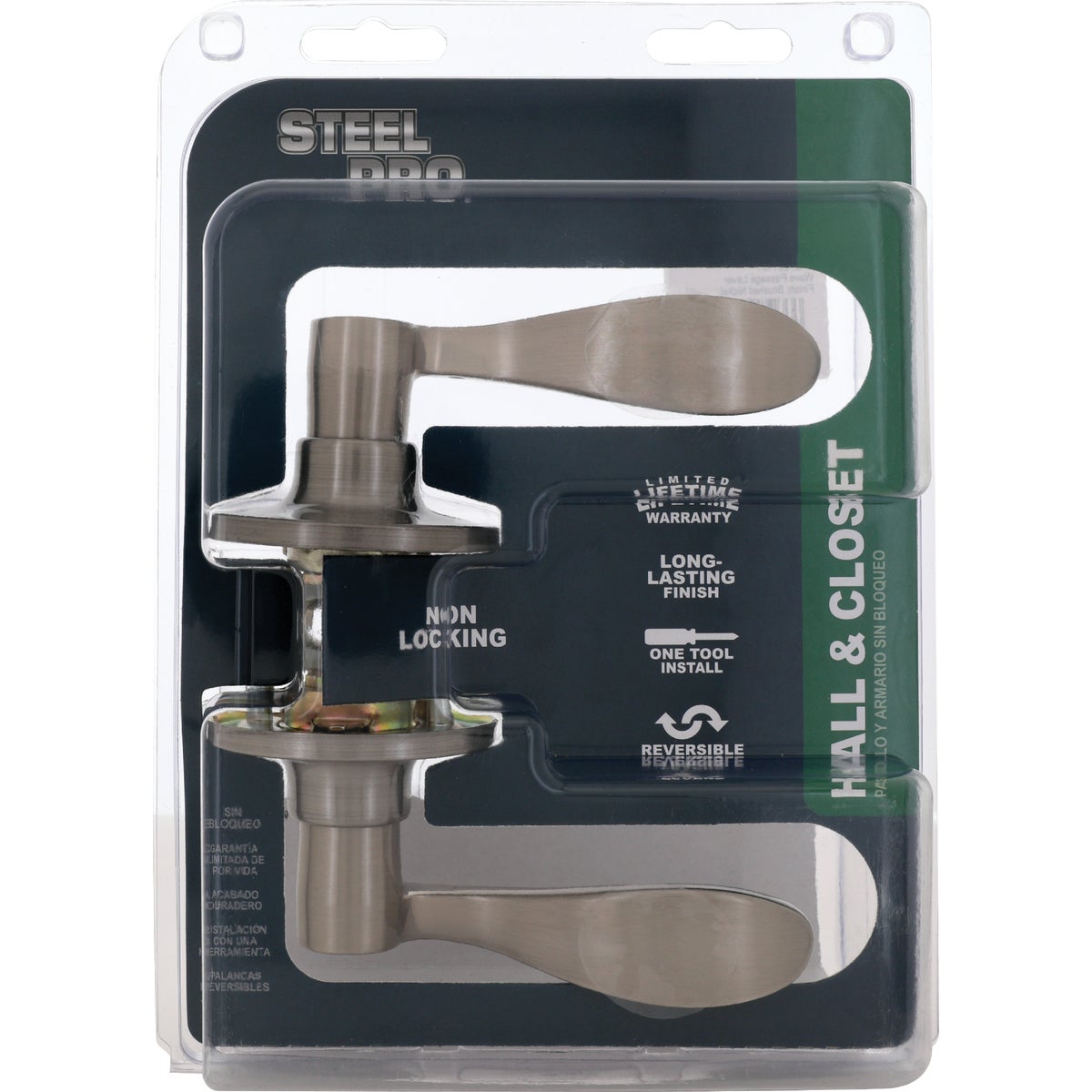 Steel Pro Brushed Nickel Wave Passage Door Lever Image 2