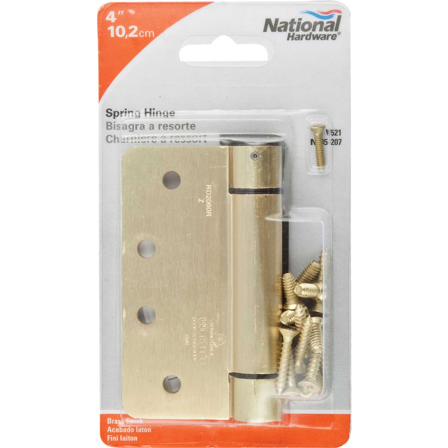 National Hardware 4 In. 1/4 In. Radius Brass Spring Door Hinge Image 2