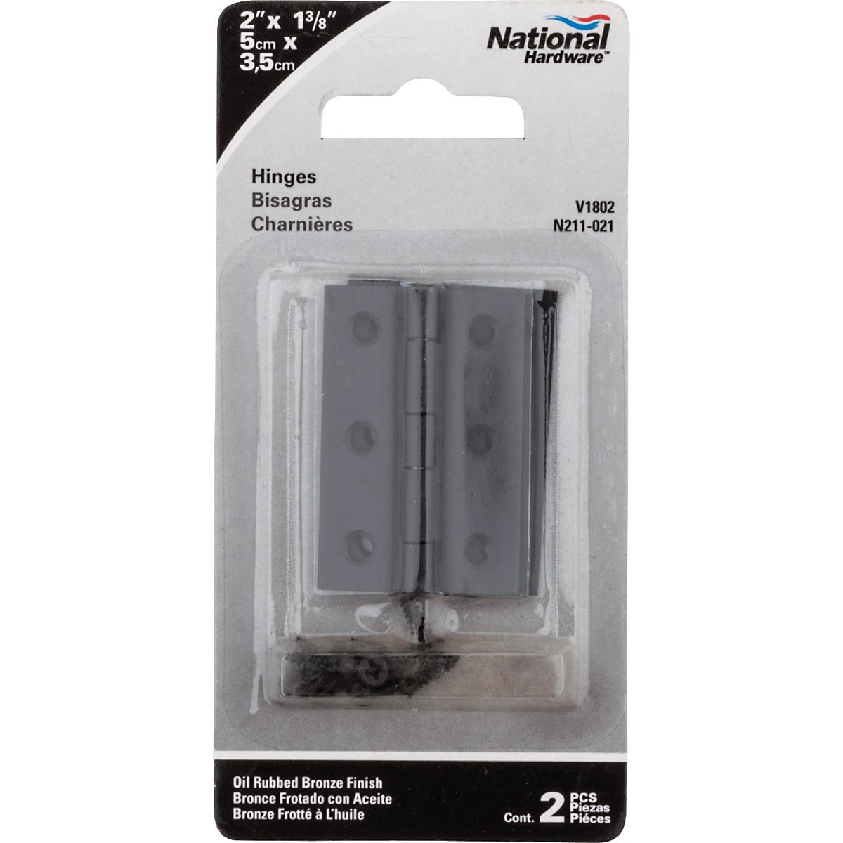 National Hardware 2 In. X 1-3/8 In. Oil Rubbed Bronze Broad Hinge (2-Pack) Image 2