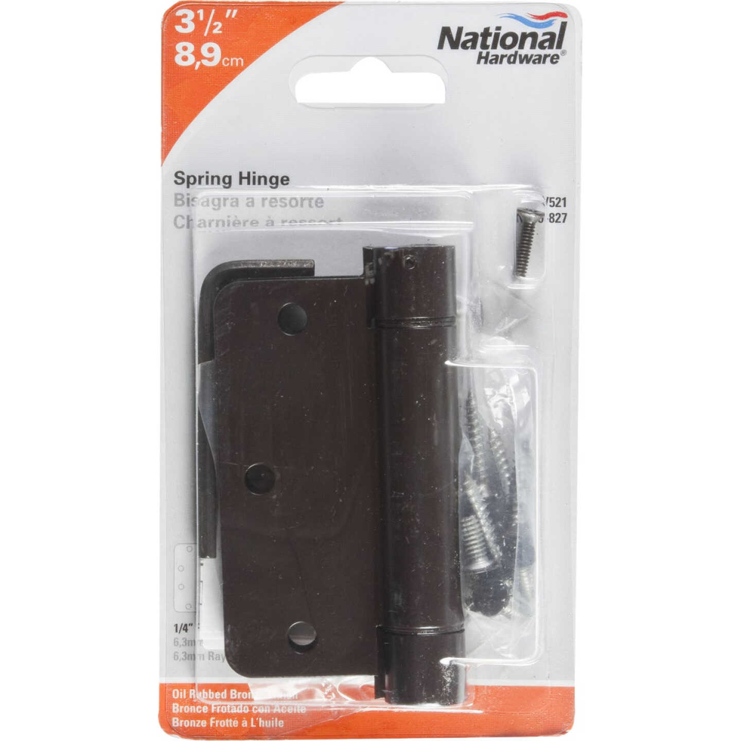 National Hardware 3-1/2 In. Oil Rubbed Bronze 1/4 In. Radius Spring Door Hinge Image 2