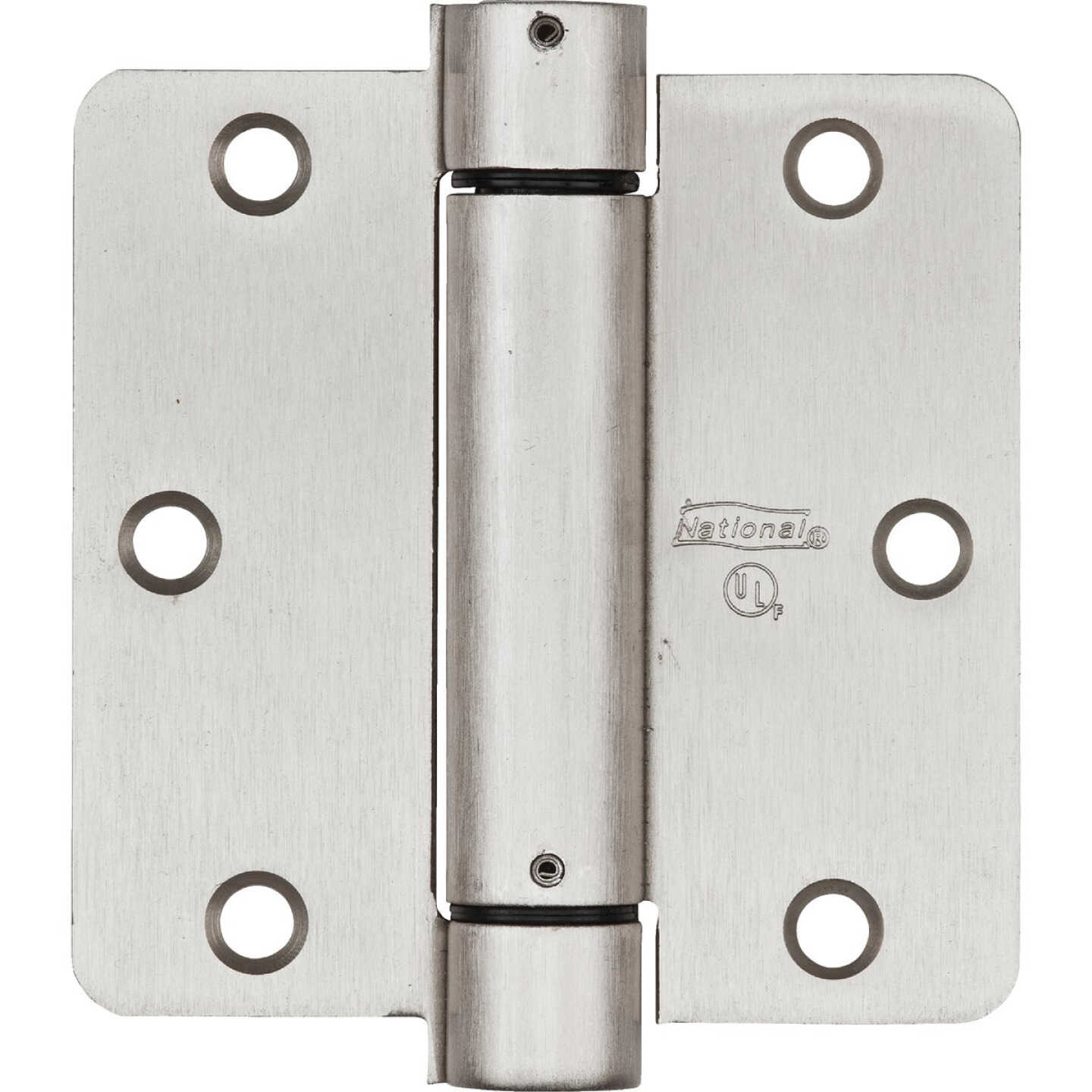 National Hardware 3-1/2 In. Satin Nickel 1/4 In. Radius Spring Door Hinge Image 1