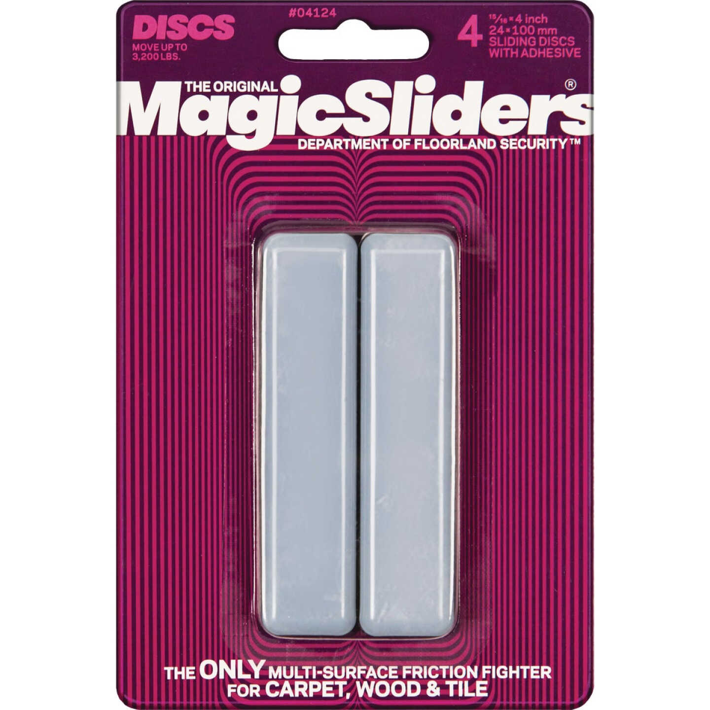 Magic Sliders 1 In. x 4 In. Rectangle Self Adhesive Furniture Glide,(4-Pack) Image 1