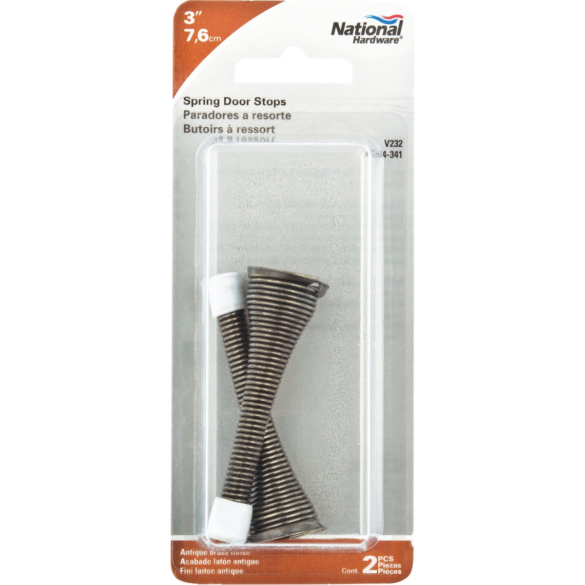 National Hardware 3 In. Antique Brass Spring Door Stop (2-Count) Image 2