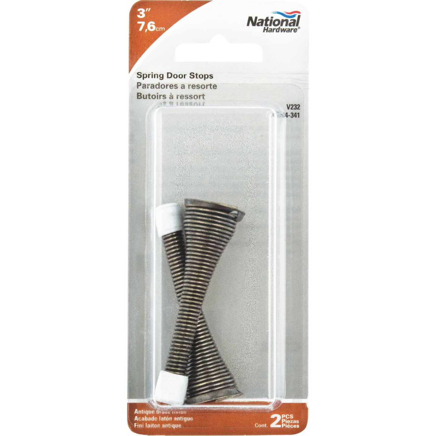 National Hardware 3 In. Antique Brass Spring Door Stop (2-Count) Image 2