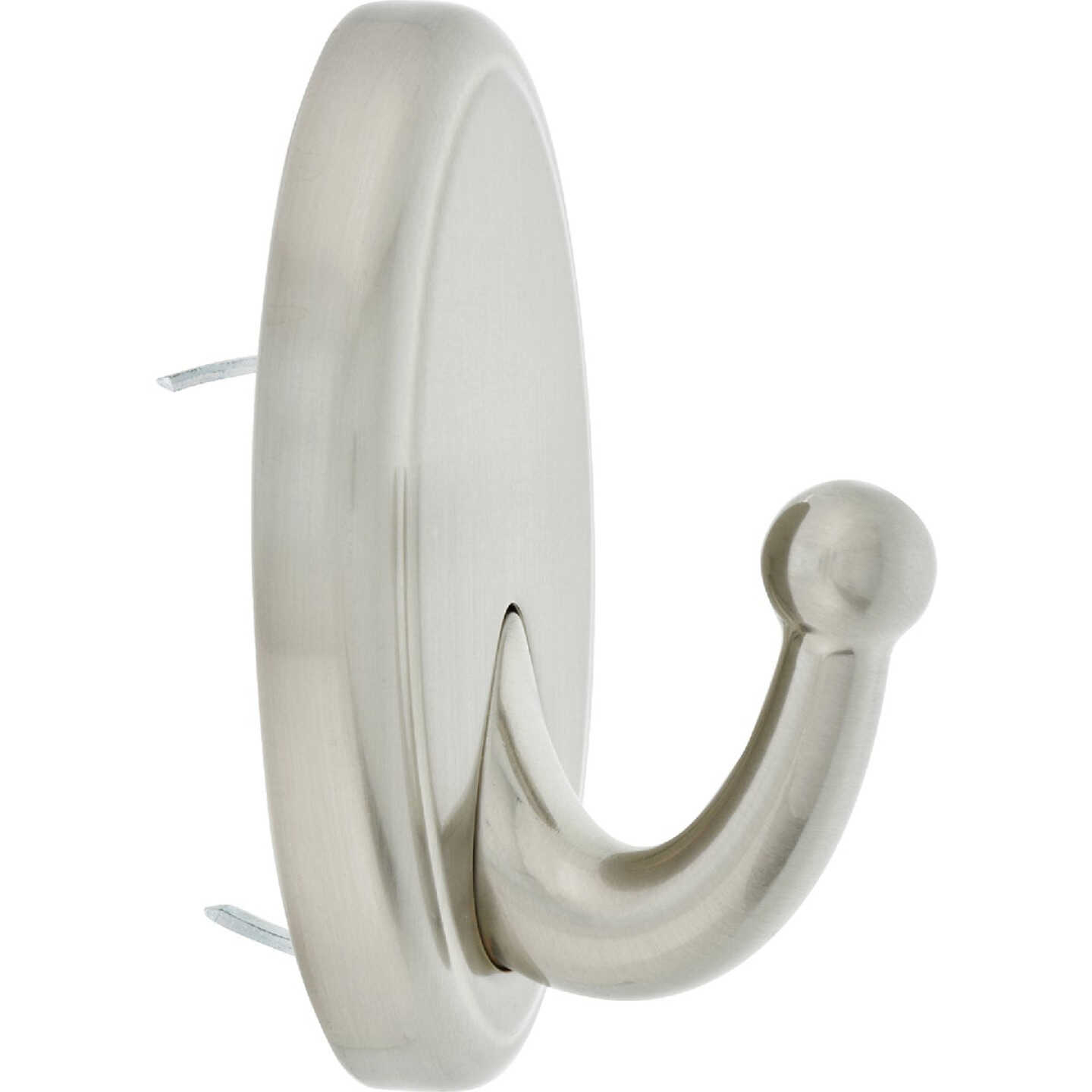 Hillman High and Mighty 15 Lb. Capacity Satin Nickel Oval Decorative Hook Image 1