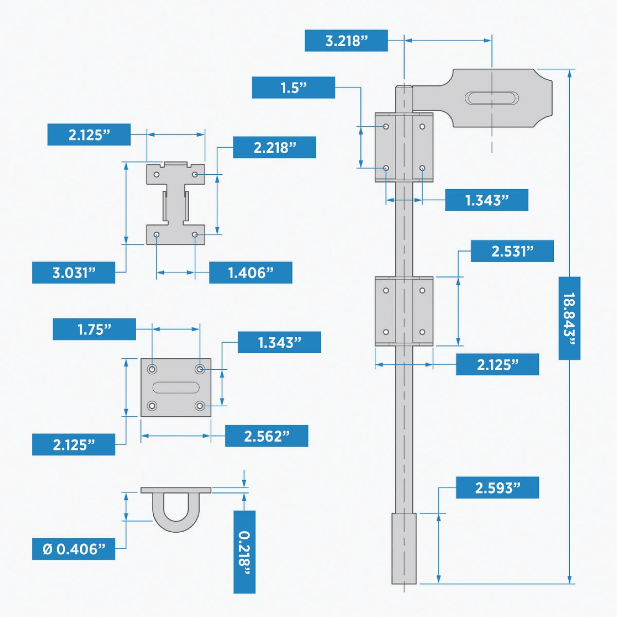 National Hardware 5/8 In. X 18 In. Black Steel Lock Cane Bolt Image 3