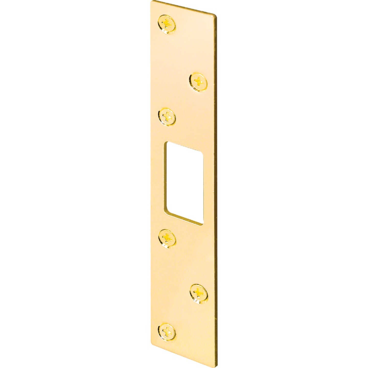 Defender Security Polished Brass 1-1/8 In. Heavy-Gauge Deadbolt Security Strike Plate Image 3
