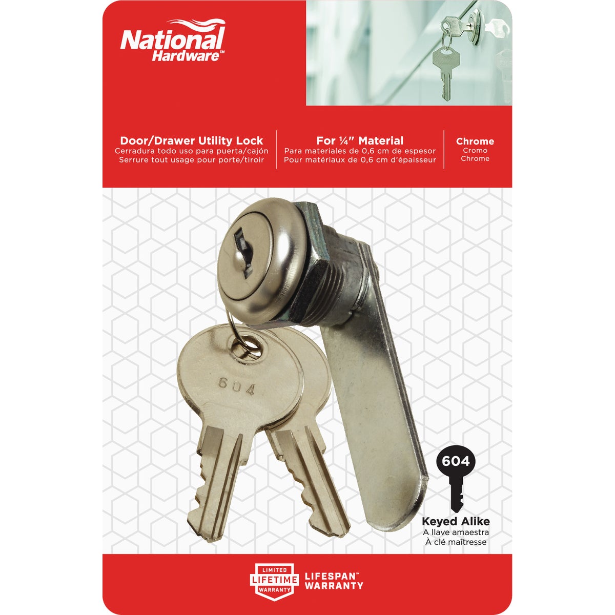 National Hardware 1/4 In. Chrome Utility Lock Image 2