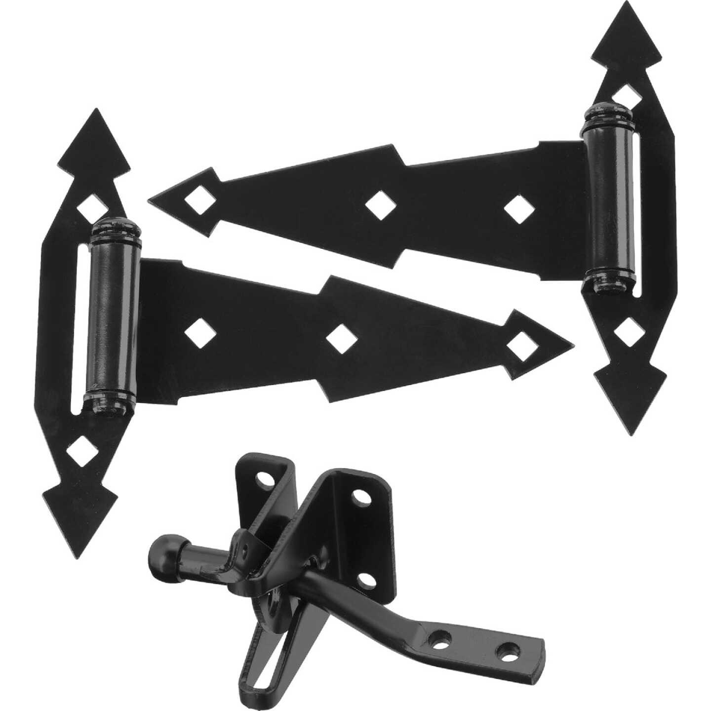 National Hardware Gate Hinge and Latch Hardware Kit, Black Image 1