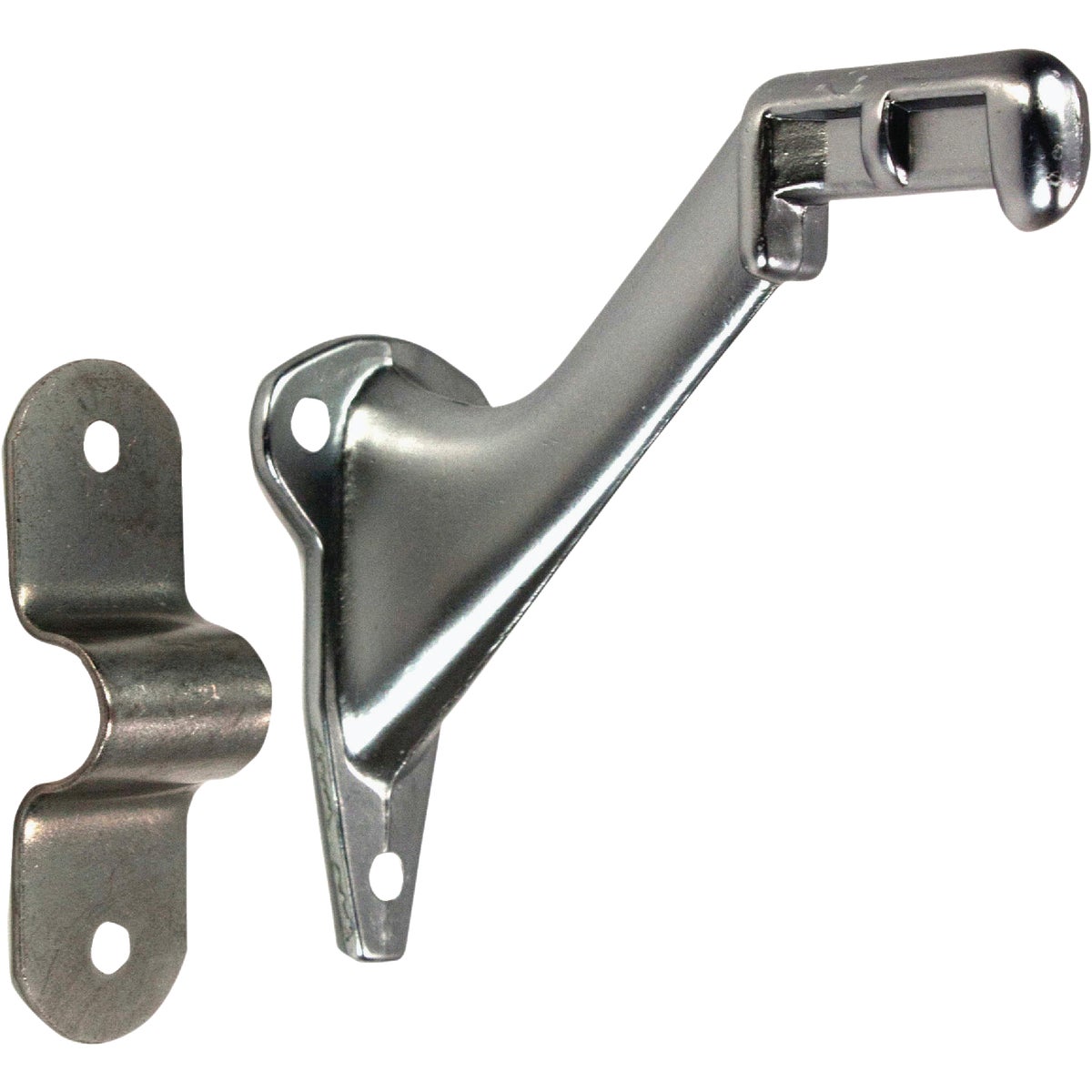 National Hardware Satin Chrome Handrail Bracket, 2 Piece Image 1