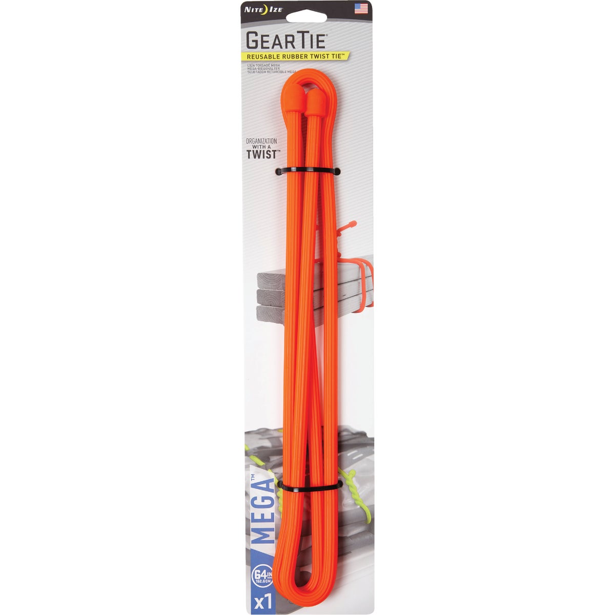 Gear Tie 64 In. Mega Twist Tie - Bright Orange Image 2