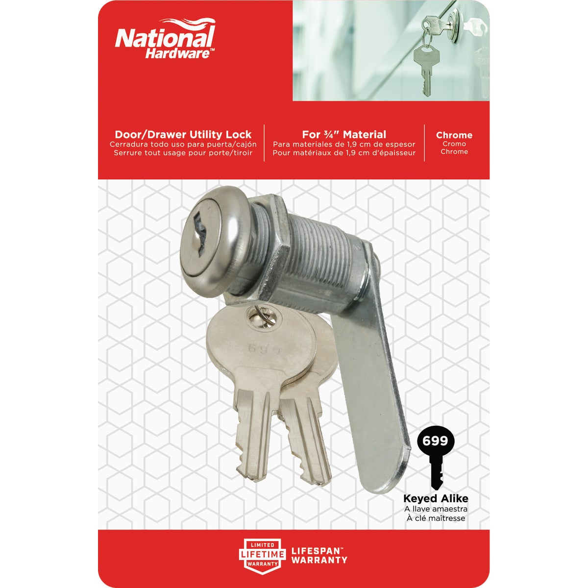 National Hardware 3/4 In. Chrome Utility Lock Image 2