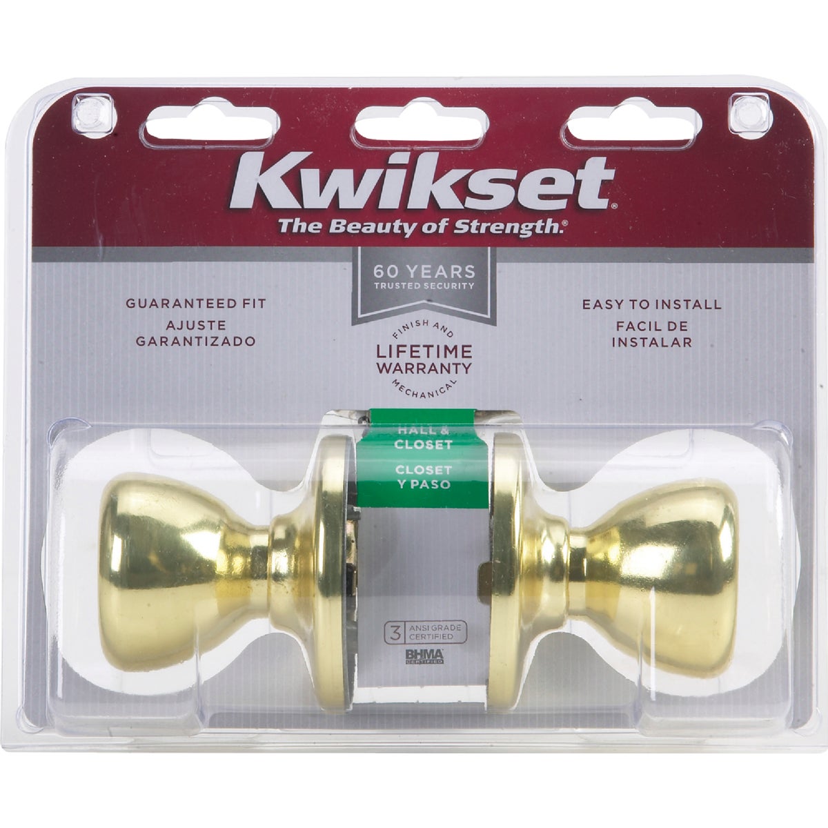 Kwikset Tylo Polished Brass Hall & Closet Door Knob Image 2