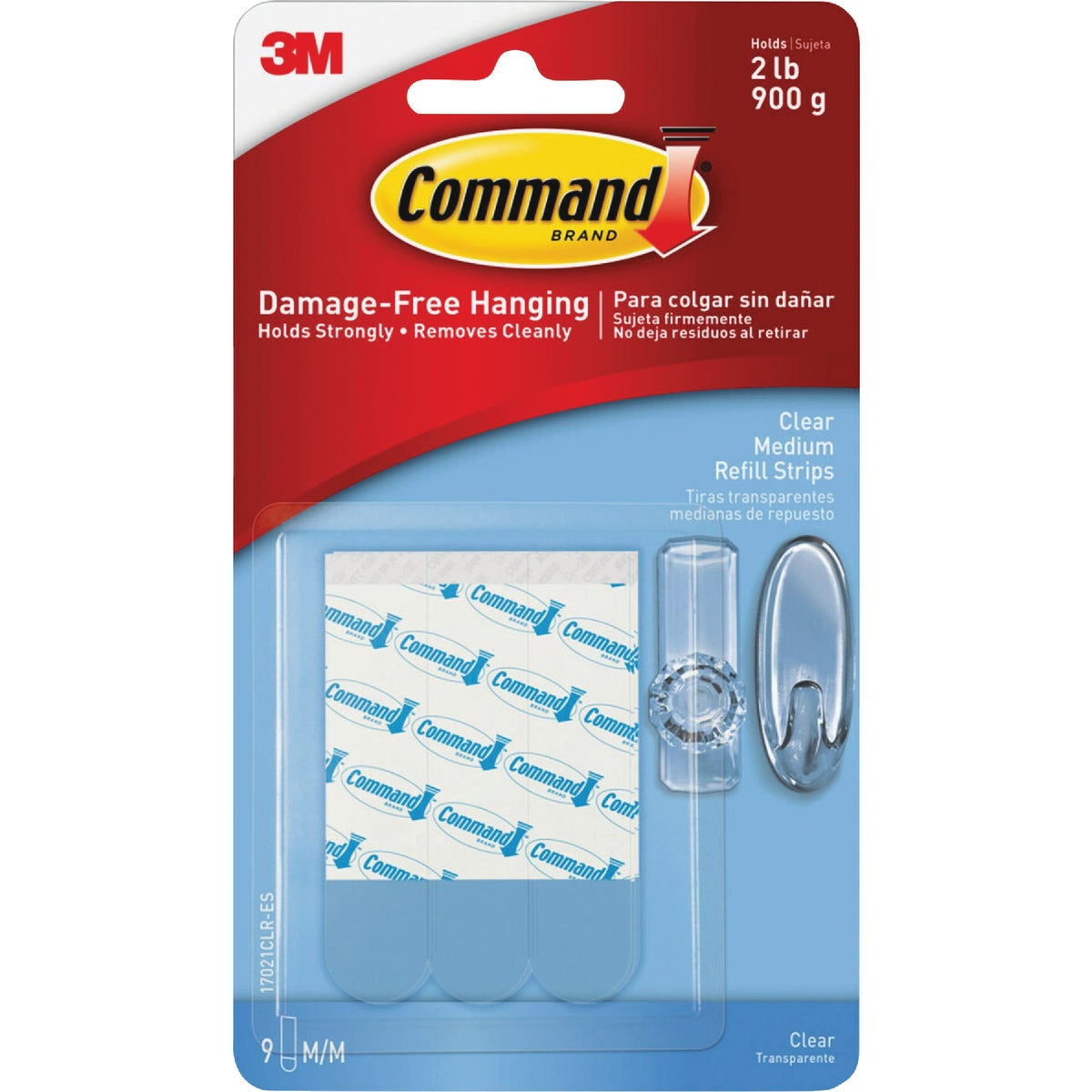 Command Medium Adhesive Strips, Clear, 12 Strips