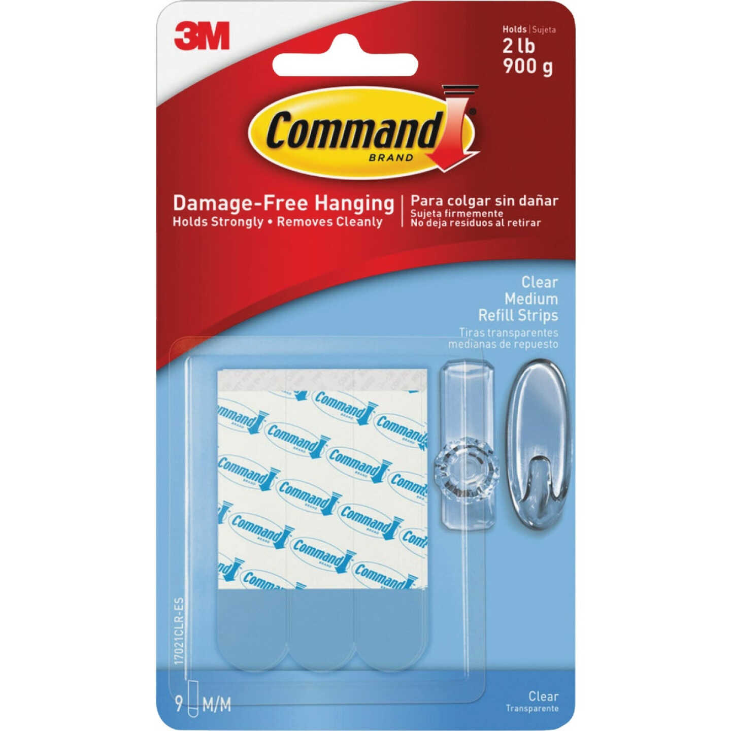 Command Medium Adhesive Strips, Clear, 12 Strips Image 1