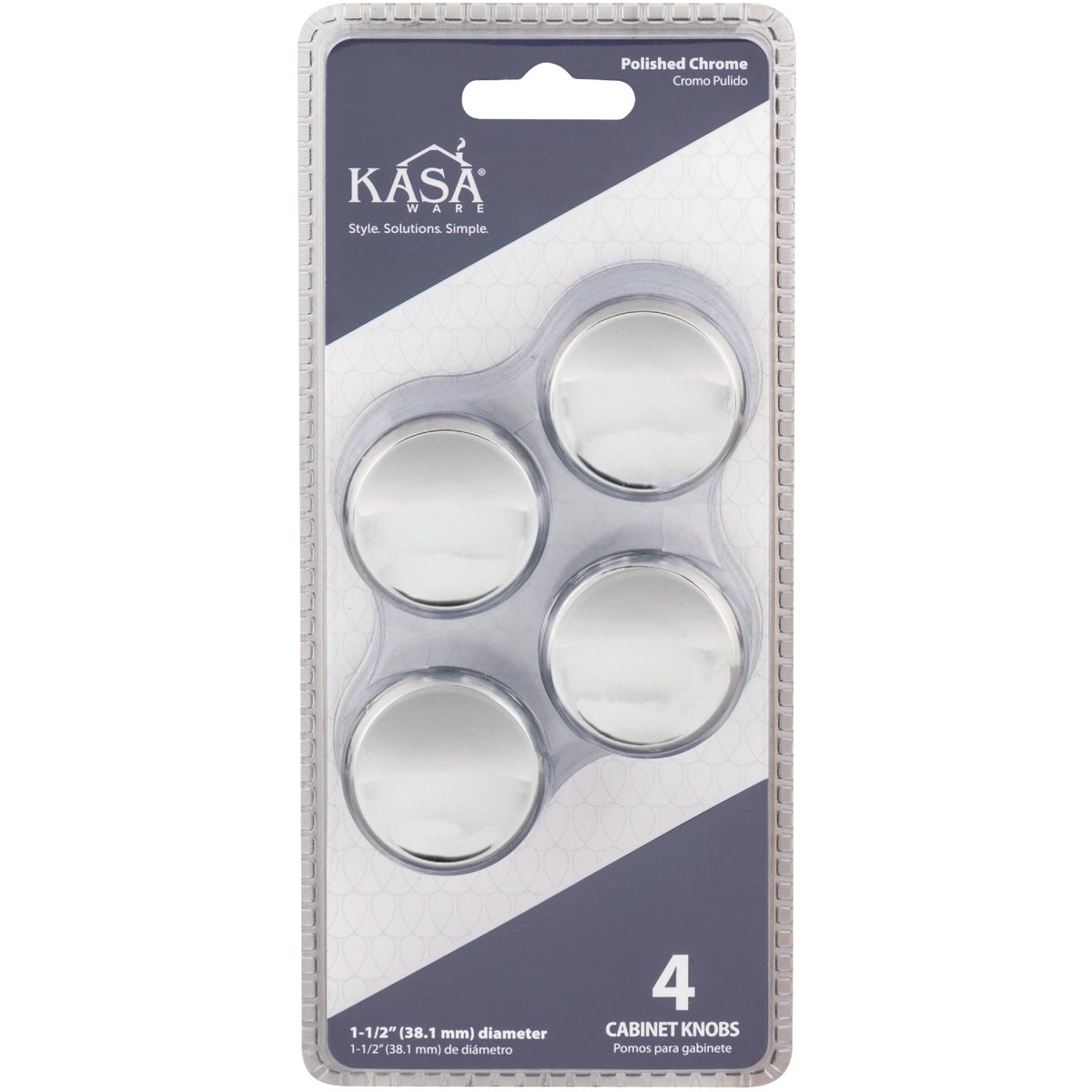 KasaWare 1-1/2 In. Dia. Polished Chrome Cabinet Knob (4-Pack) Image 2