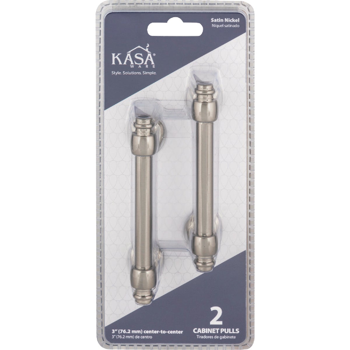 KasaWare 4" Overall Length Beveled Edge Satin Nickel Bar Pull (2-Pack) Image 3