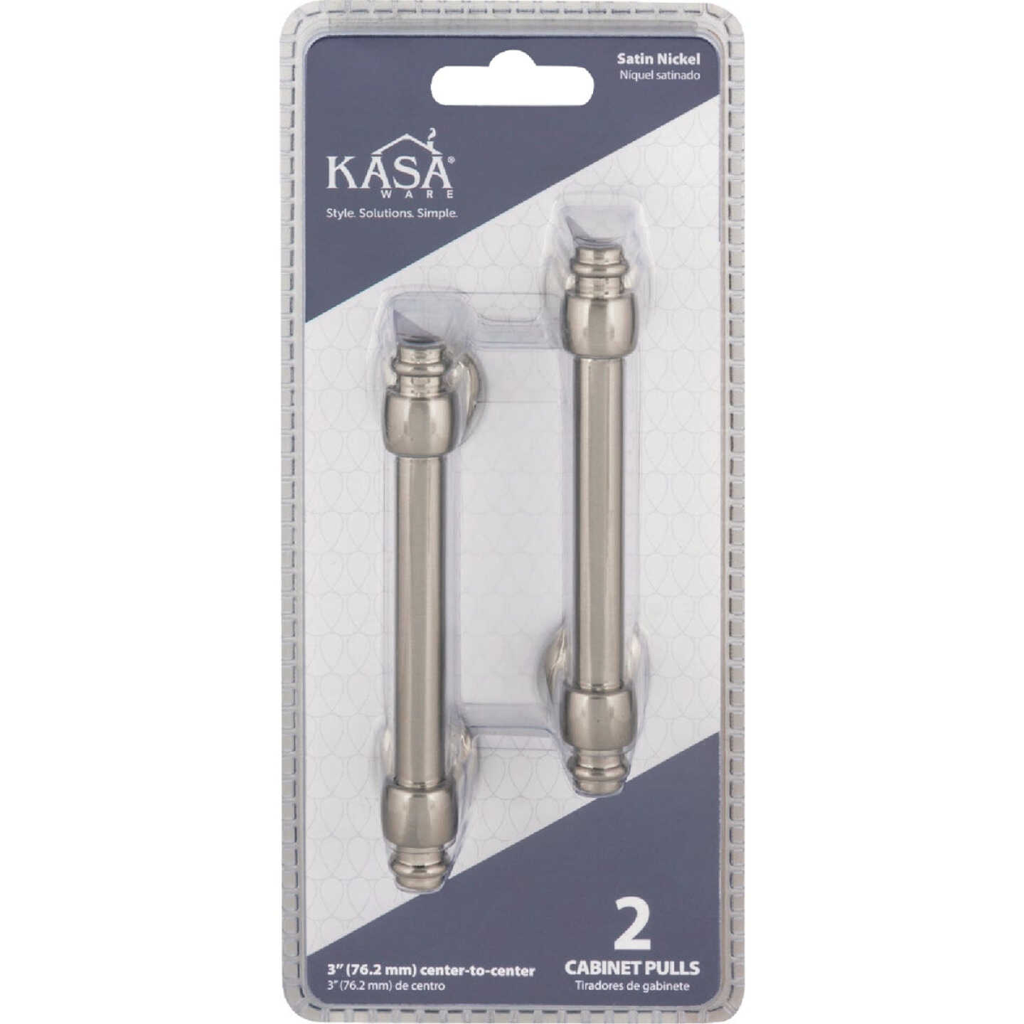 KasaWare 4" Overall Length Beveled Edge Satin Nickel Bar Pull (2-Pack) Image 3
