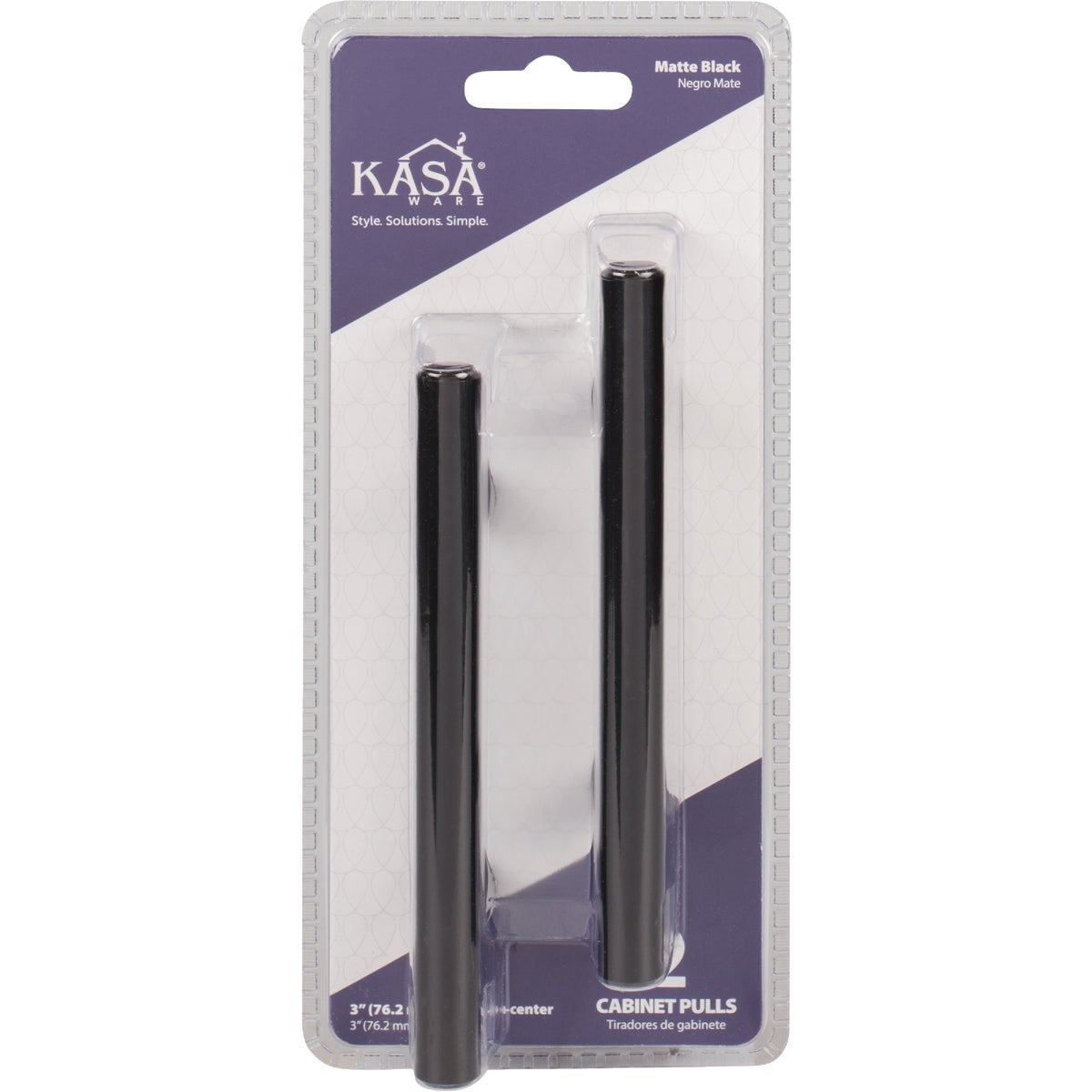 KasaWare 136 mm (5-3/8 In.) L. Matte Black 3 In. Center-to-Center Cabinet Pull (2-Pack) Image 2