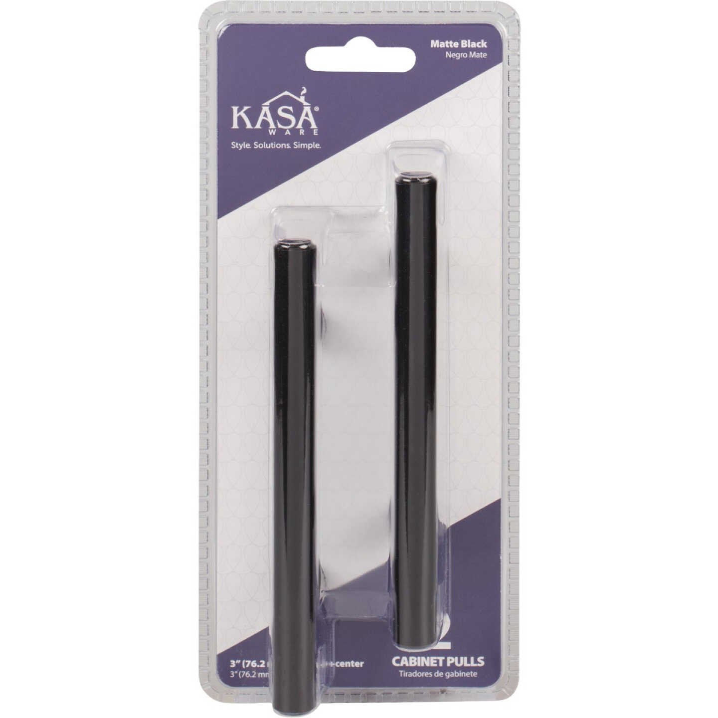 KasaWare 136 mm (5-3/8 In.) L. Matte Black 3 In. Center-to-Center Cabinet Pull (2-Pack) Image 2