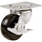 Shepherd Hardware 3 In. General-Duty Soft Rubber Swivel Plate Caster with Brake Image 1