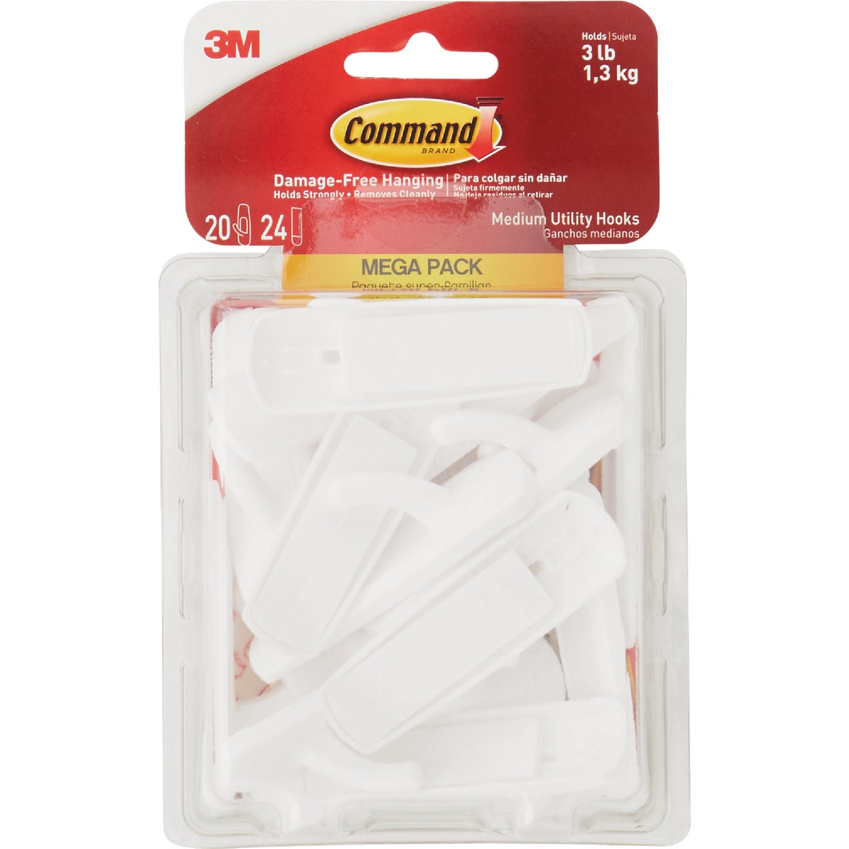 Command Medium Utility Hook Mega Pack, White, 20 Hooks, 24 Strips Image 7