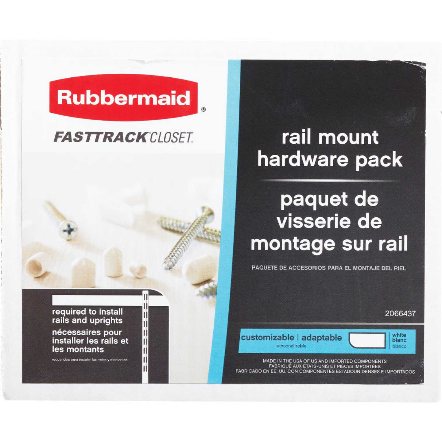 Rubbermaid Fasttrack White Rail Mount Hardware Pack Image 3