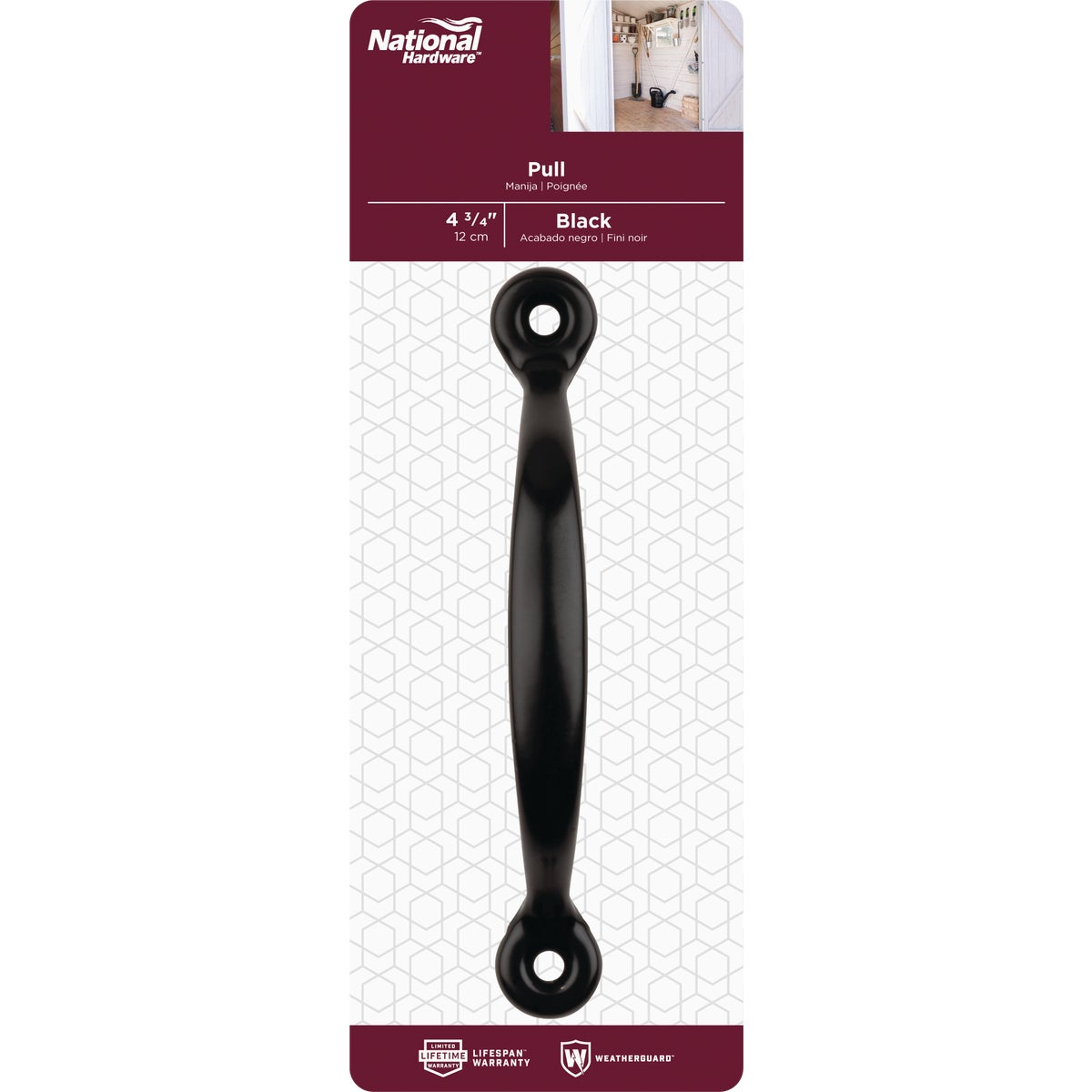 National Hardware 4-3/4 In. Black Door Pull Image 2