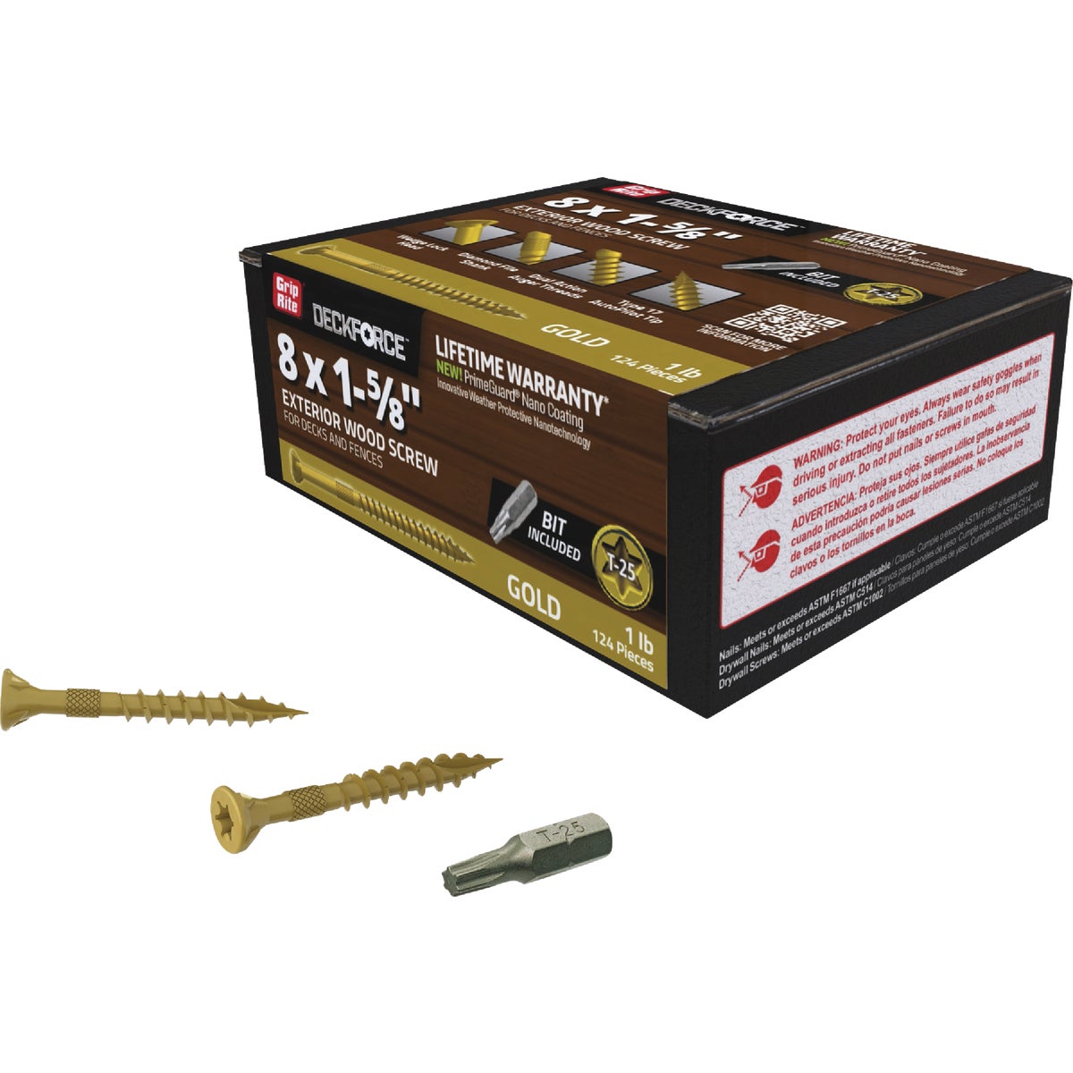 Grip-Rite DeckForce PrimeGuard Nano #8 x 1-5/8 In. Star Drive Gold Screw (1 Lb.) Image 2