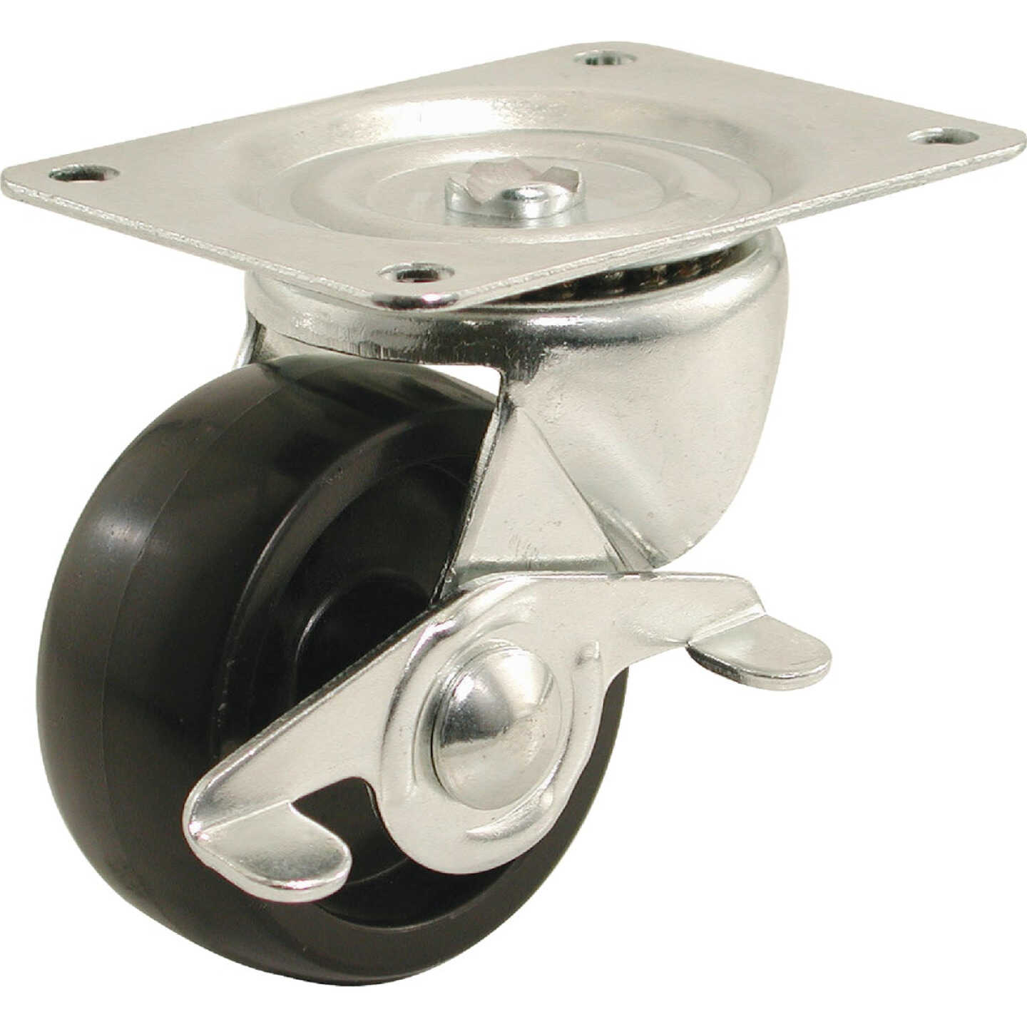 Shepherd Hardware 2 In. General-Duty Polypropylene Swivel Plate Caster with Brake Image 1