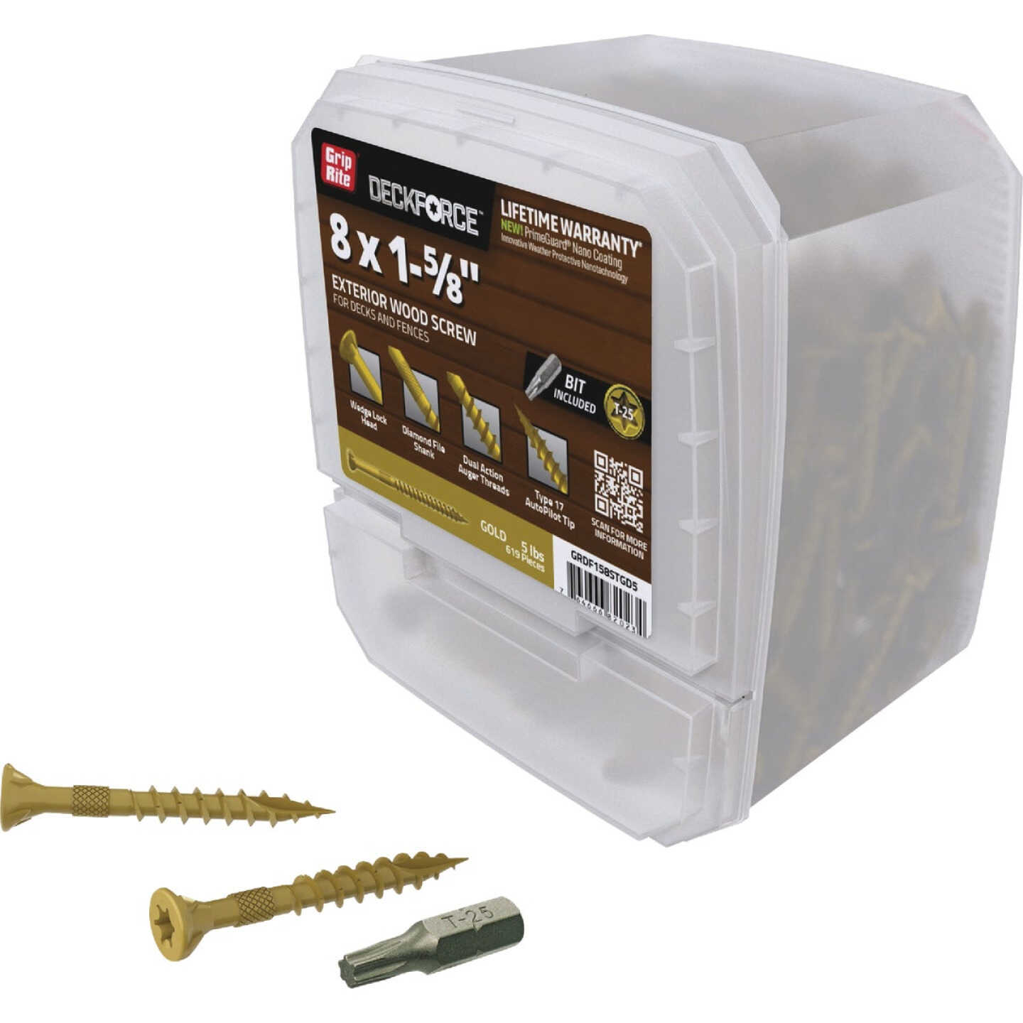 Grip-Rite DeckForce PrimeGuard Nano #8 x 1-5/8 In. Star Drive Gold Screw (5 Lb.) Image 2