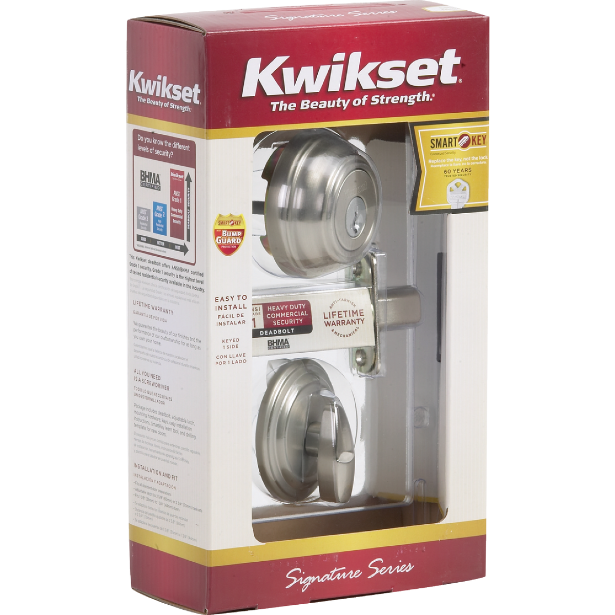 Kwikset Signature Series Satin Nickel Single Cylinder Deadbolt Image 2