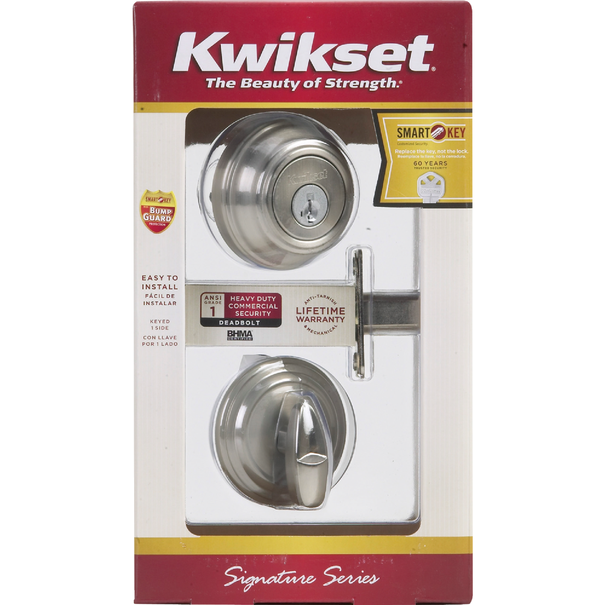 Kwikset Signature Series Satin Nickel Single Cylinder Deadbolt Image 3