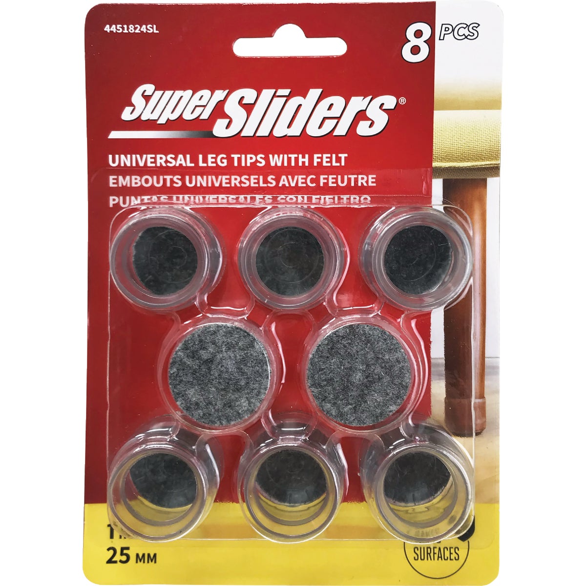 Super Sliders 1 In. Round Felt Silicone Furniture Leg Tips (8-Pack) Image 3