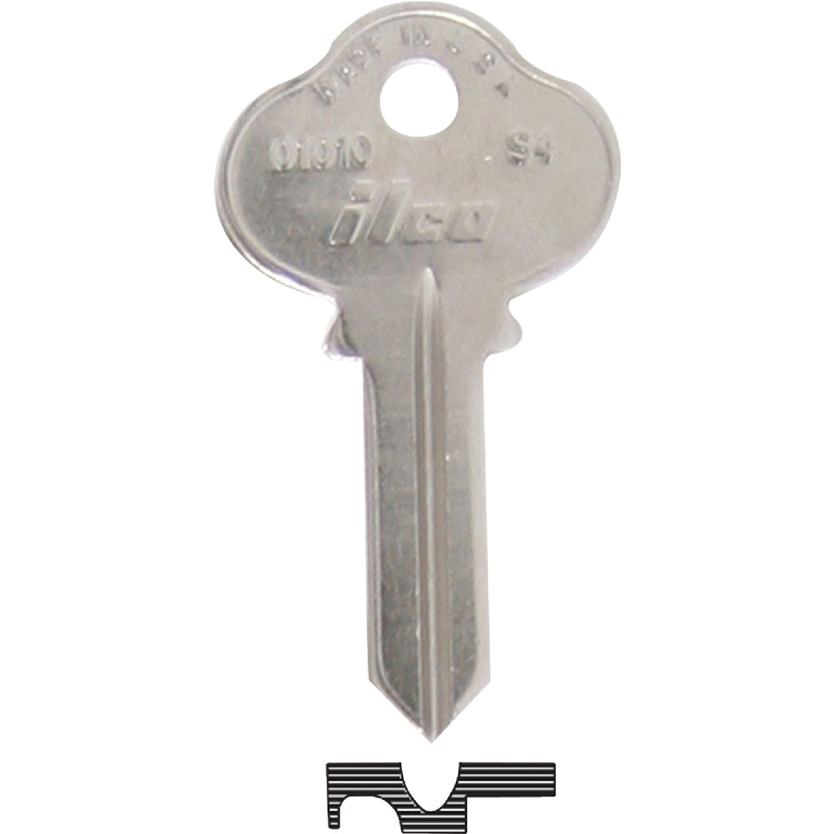 ILCO Sargent Nickel Plated House Key, S4 / 1010 (10-Pack)