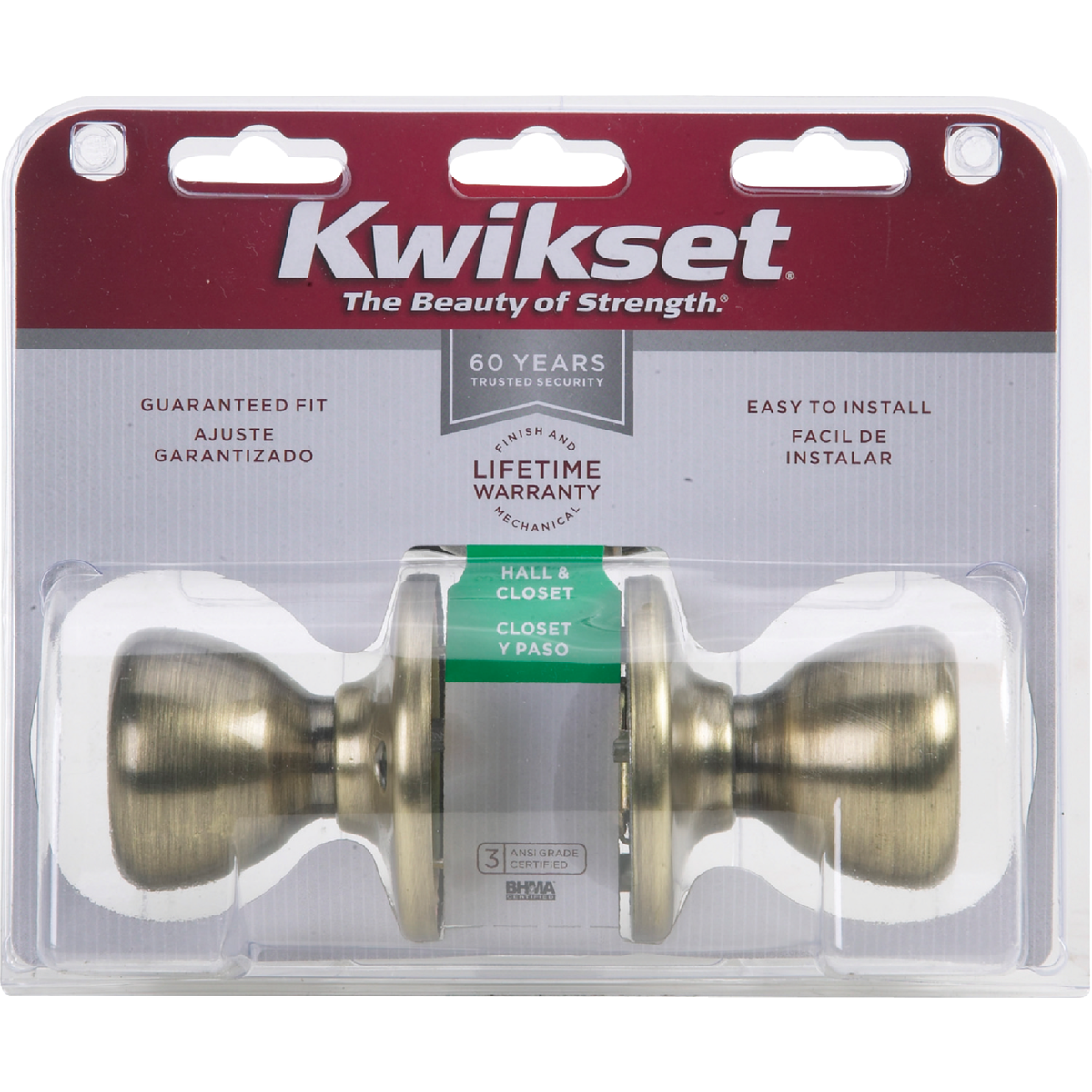 Kwikset Tylo Antique Brass Hall & Closet Door Knob Image 2