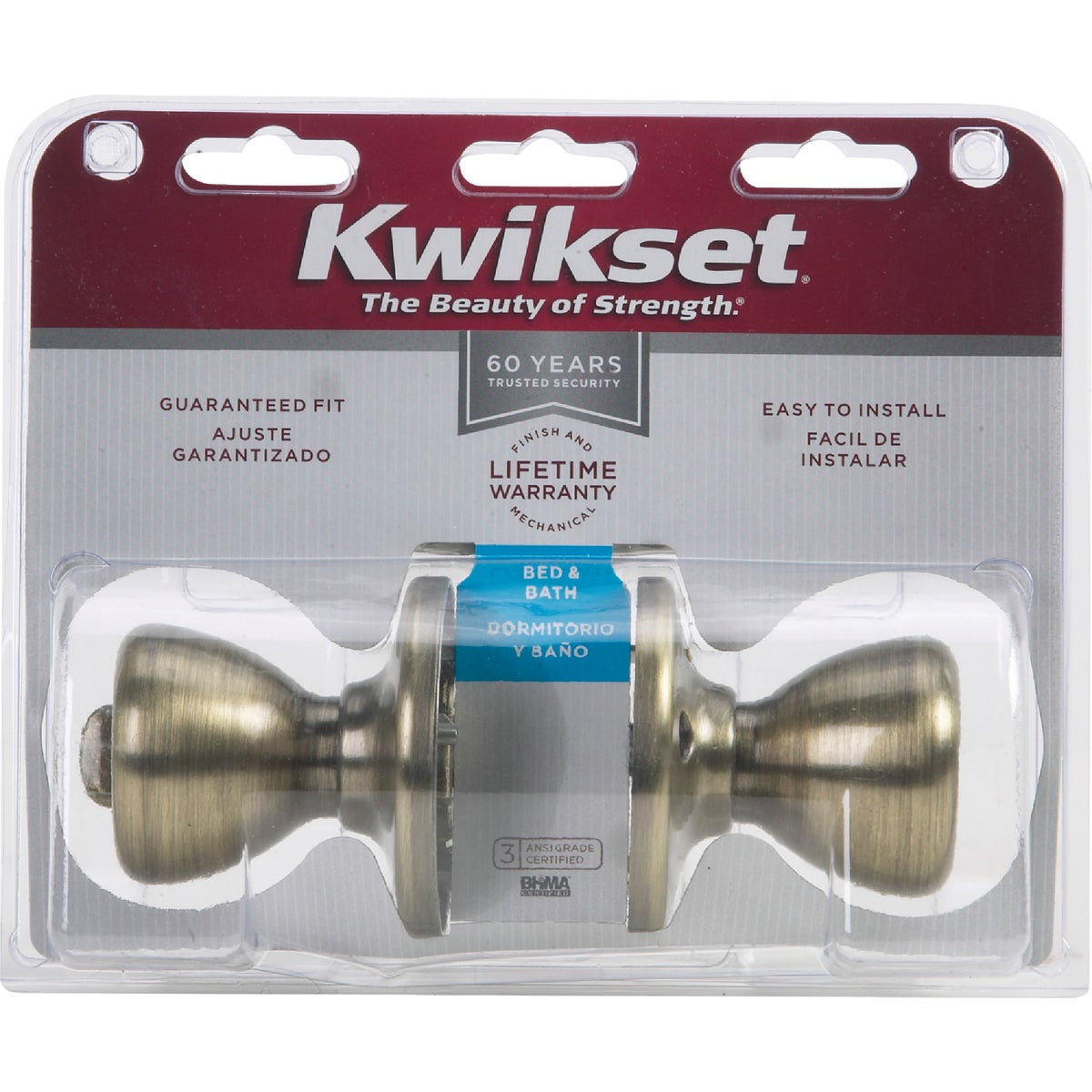 Kwikset Tylo Antique Brass Bed & Bath Door Knob Image 2