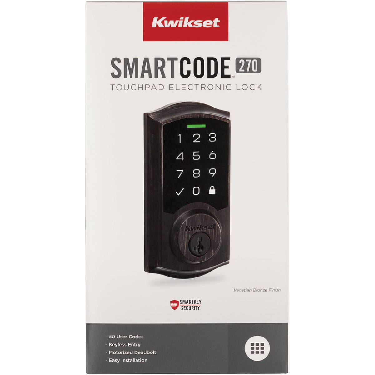 Kwikset SmartCode 270 Traditional Touchpad Electronic Deadbolt With SmartKey, Venetian Bronze Image 2