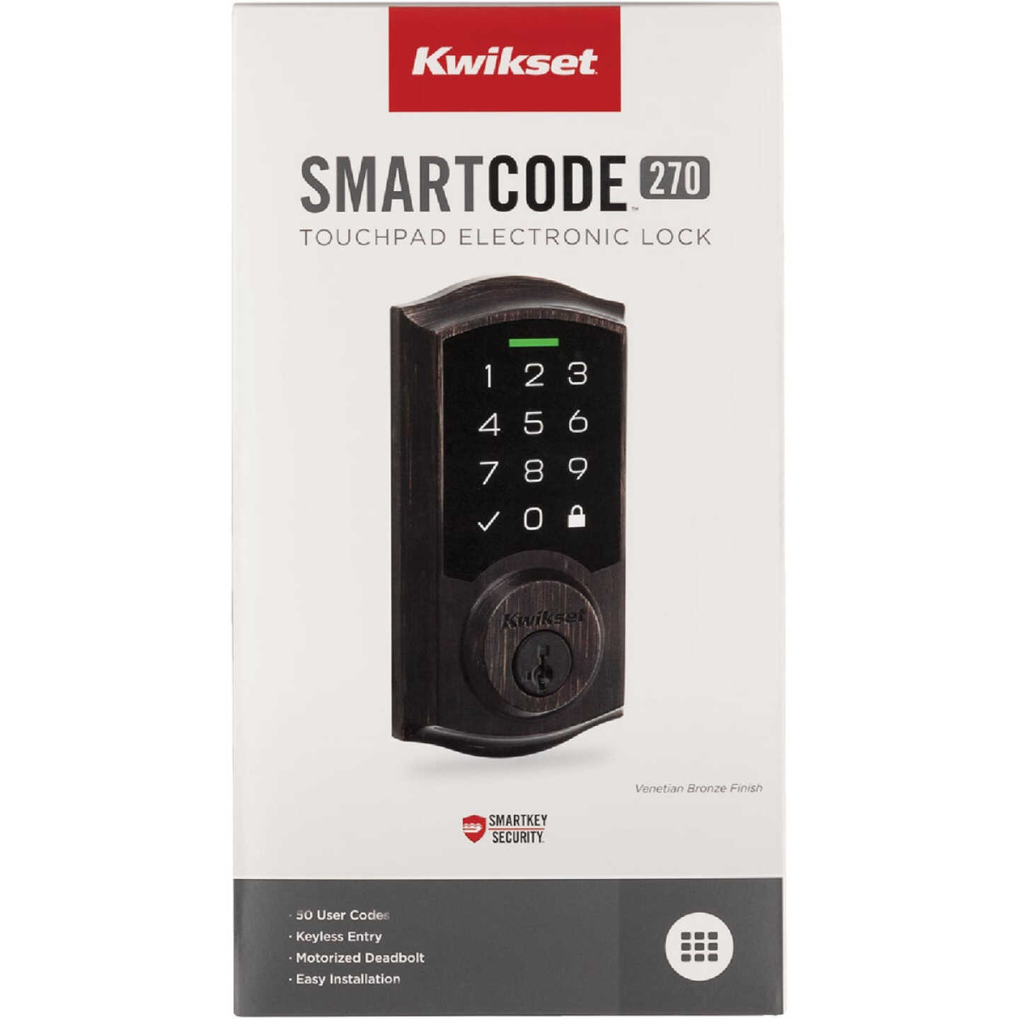 Kwikset SmartCode 270 Traditional Touchpad Electronic Deadbolt With SmartKey, Venetian Bronze Image 2